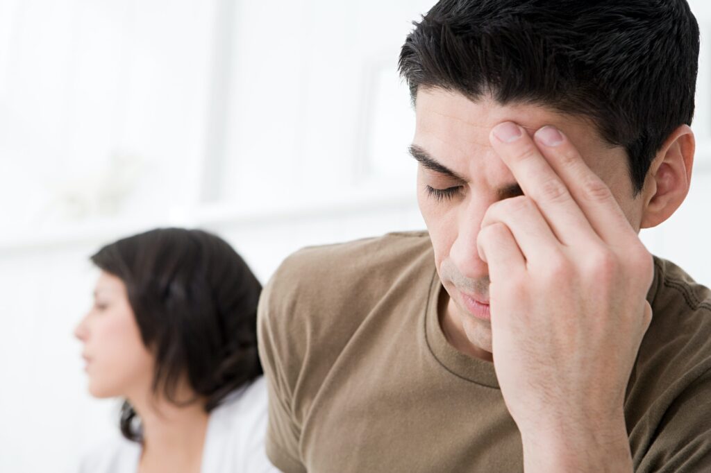 Stressed couple arguing